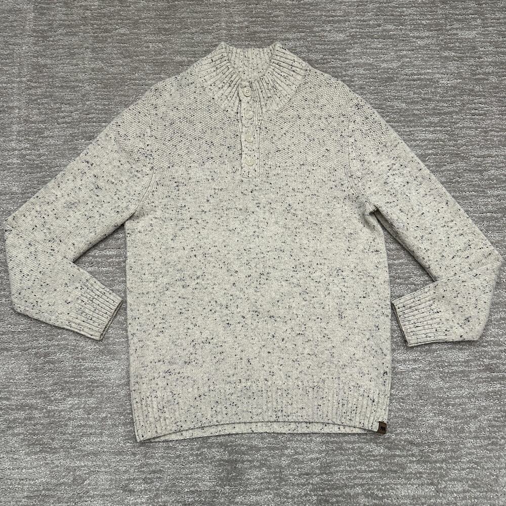 The Normal Brand Sweater Mens Medium Gray Mock Neck Henley Chunky Knit Pullover